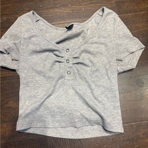 SHEIN Gray Ribbed Crop Top